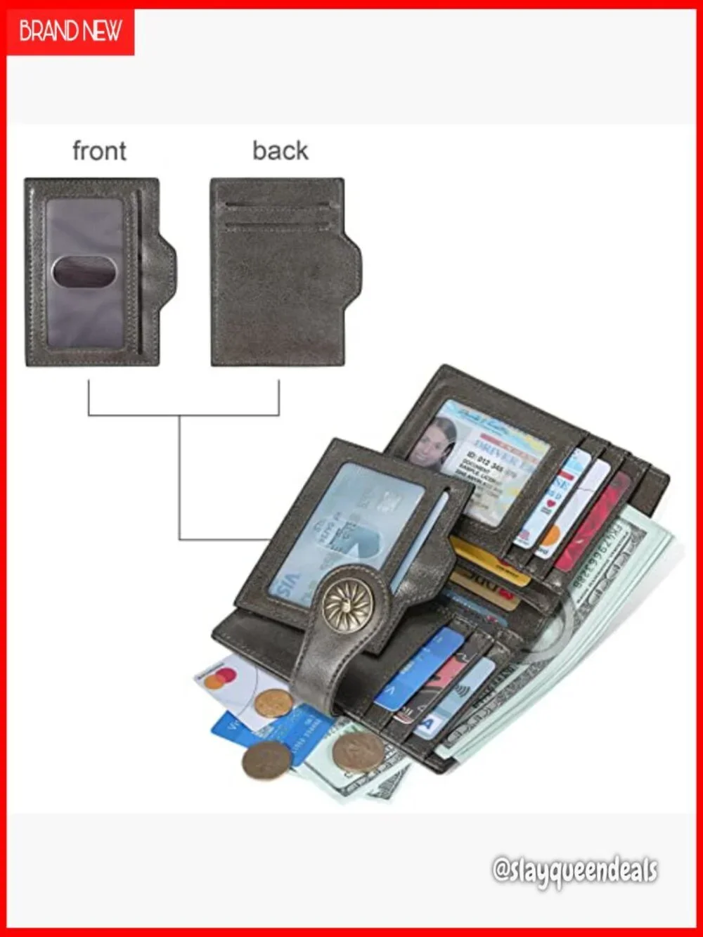 Small RFID Blocking Bifold Wallet with Wristlet and Coin Pocket